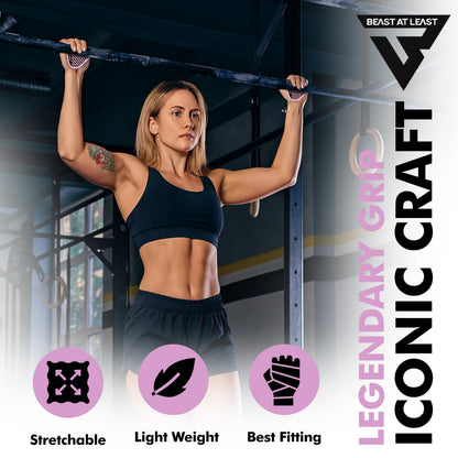 Beast AT Least Grip Pads for Weightlifting & Fitness – Non-Slip, Breathable Palm Protectors for Men & Women – Ideal for Gym Workouts, Cross Training, Pull-Ups & Deadlifts (Pink, L/XL)