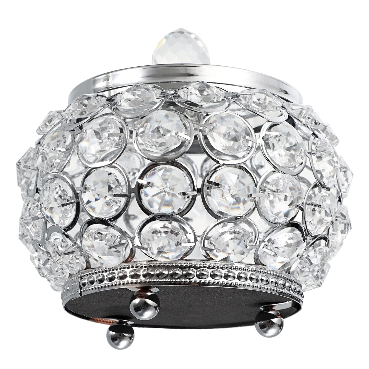 Hipiwe Crystal Jewelry Box with Glass Lid Small Trinket Organizer Mirrored Treasure Box Ring Holder Earrings Necklace Storage Box Keepsake Gift Box for Home Dresser Decor, Silver