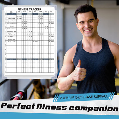 Lincia 18 x 24 Inch Fitness Tracker Whiteboard Workout Calendar for Home Gym Dry Erase Planner Hanging Removable to Do List for Wall Whiteboard with Aluminum Frame for Gym Program(Style B)