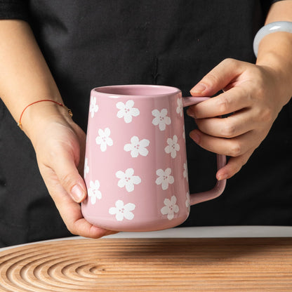 TaoTaojarvie Ceramic Coffee mugs, 24 oz, Extra Large Mugs, Big Tea Cups, Large Handle, Pottery Mugs,Floral Pattern,Wide Bottom Coffee Mug for Office/Home, Microwave&Dishwasher Safe. (Violet)