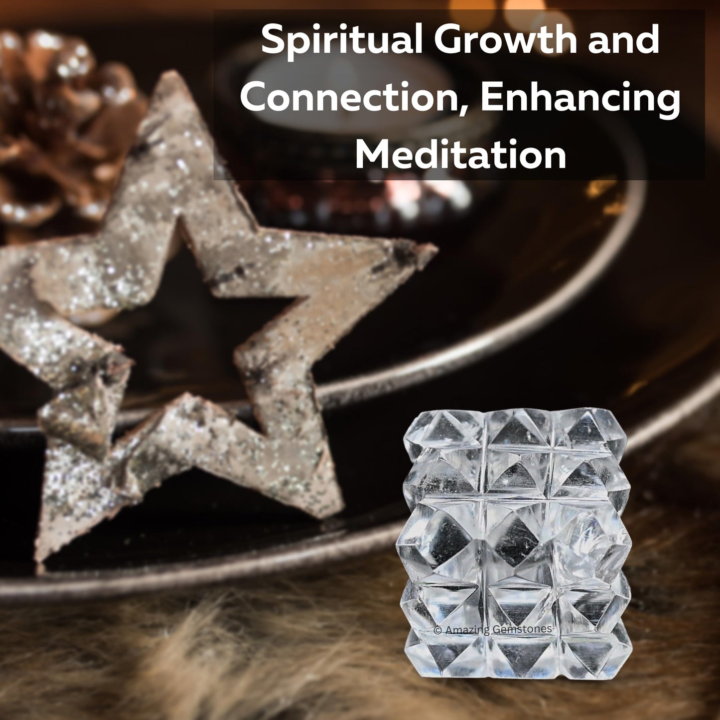Amazing Gemstone Clear Quartz Crystal Cube with 54 Pyramid - 1" Mini Lemurian Pyramid Cube Figurine of Natural Stone Pyramid for Meditation, Reiki, Chakra Balancing Vastu Pooja and Crystal Grids