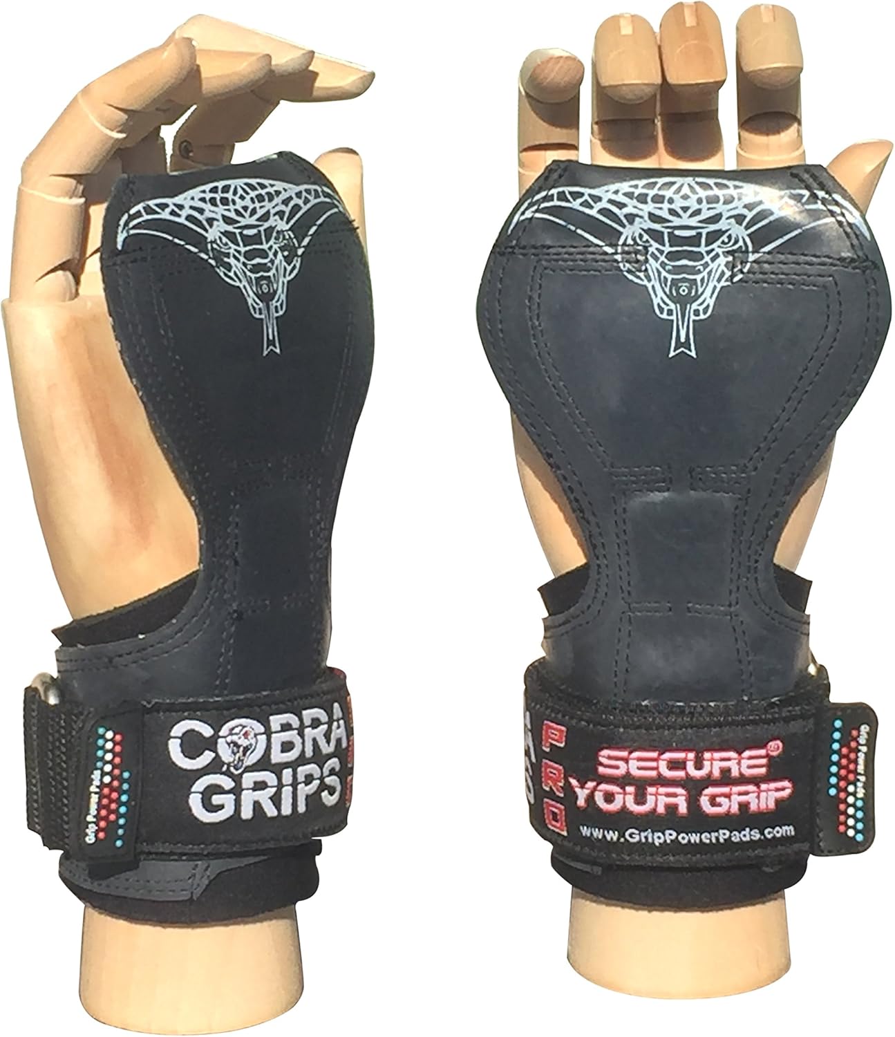 Cobra Grips PRO Weight Lifting Gloves Heavy Duty Straps Alternative Power Lifting Hooks for Deadlifts Wrist Wraps Support Bodybuilding (PRO Model for Men One Size, Black Rubber)