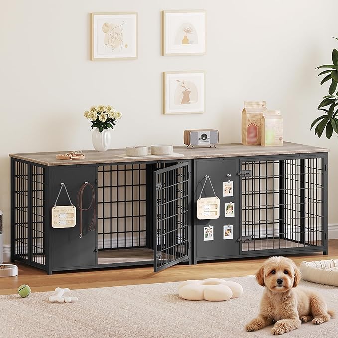 YATINEY Foldable Dog Crate Furniture, Dog Crate