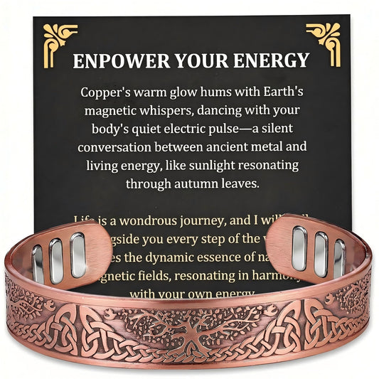 MagEnergy Copper Bracelet for Men, 9X Strength Magnetic Bracelet with 5000 Gauss Magnets, 99.99% Pure Solid Copper, Men's Jewelry Gift