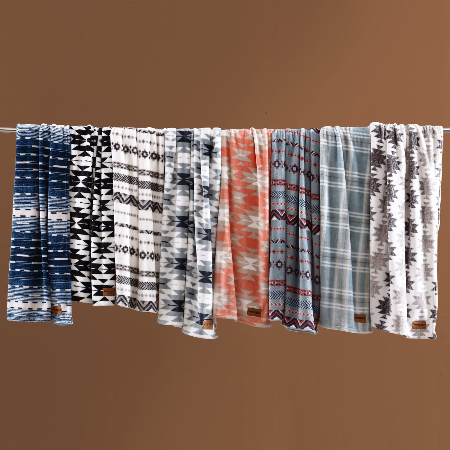 Wrangler - Blanket, Super Soft Plush Bedding, Yellowstone Inspired Throw Blanket for Couch or Bed (Navajo Black, 50" x 70")