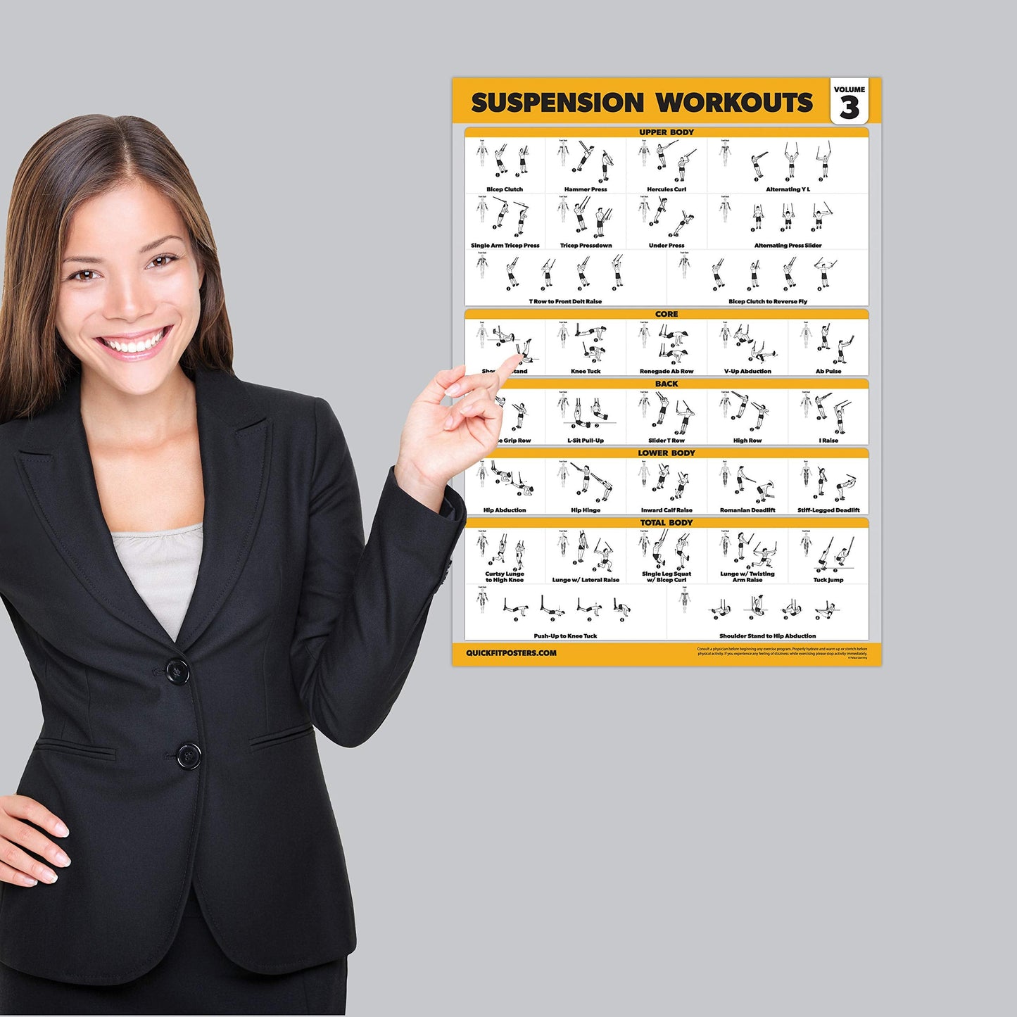 Palace Learning 4 Pack - Suspension Workout Posters Volume 1, 2 & 3 + Bodyweight Exercise Chart - Set of 4 Posters (LAMINATED, 18" x 24")