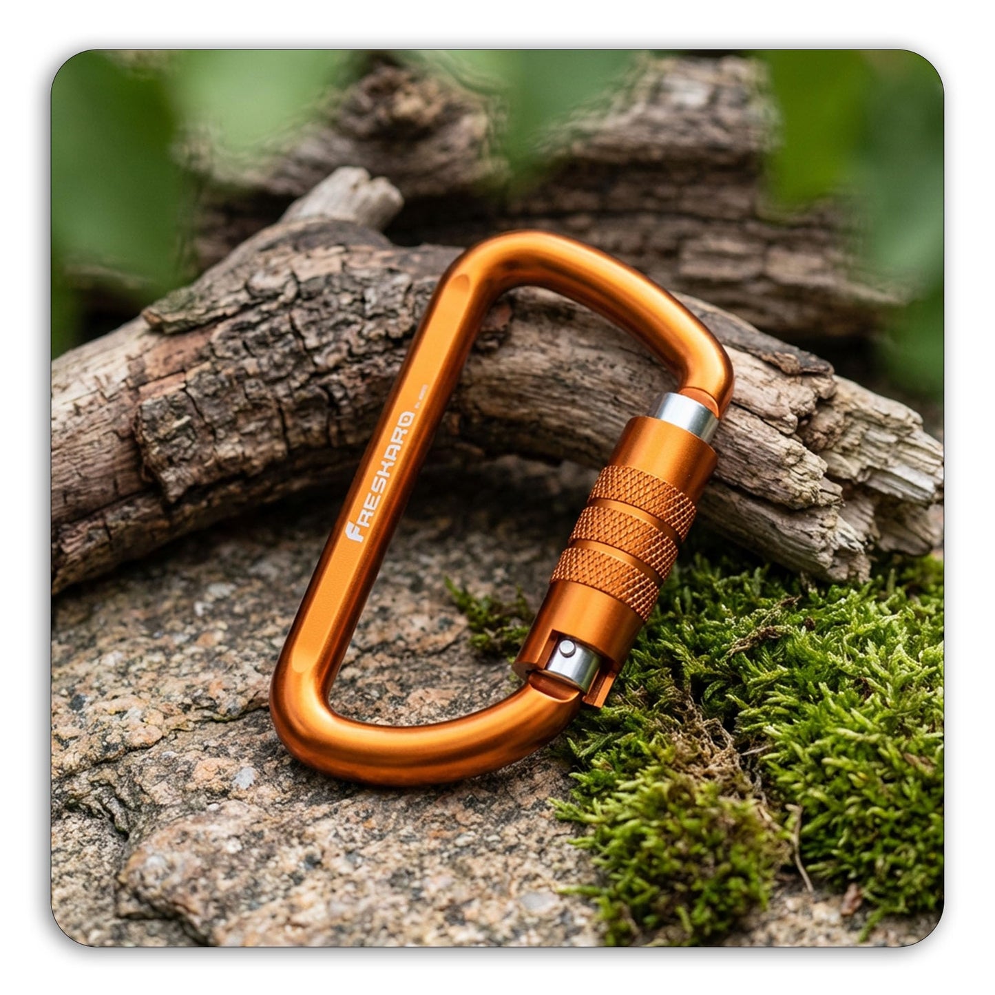 FresKaro 3inch Auto Locking Carabiner Clips, Solid D Shape Style, Heavy Duty Keychain Aluminum Carabiner - Holds a Maximum of 2698lbs, Lightweight 1.09oz, for Hammock, Hiking, Dog Leash, 3pack, Orange