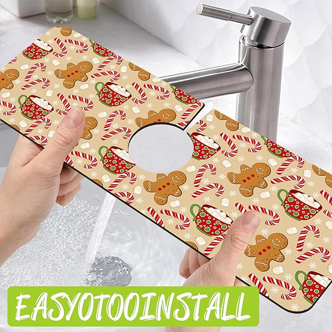 Chrismas Sink Splash Guard Faucet Mat Christmas Absorbent Fast Drying Mat Sink