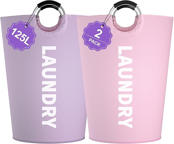 2Pack 125L Extra Large Laundry Baskets, Collapsible Laundry Hamper