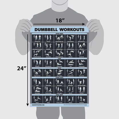 20 Pack - Exercise Poster Set: Dumbbell, Suspension, Battle Rope, Stretching, Bodyweight, Barbell, Yoga, Exercise Ball, Muscular, Kettlebell, Resistance Bands and More [Dark] (LAMINATED, 18” x 24”)