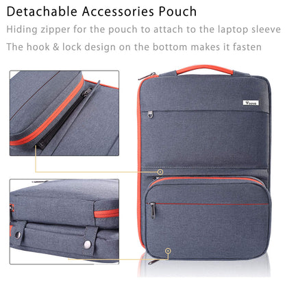 Voova Laptop Sleeve Case 15 15.6 16 Inch with Detachable Accessories Pouch, 2 in 1 Waterproof Computer Bag Cover for MacBook Air 15 M4, MacBook Pro 15/16, 15.6” HP Dell Lenovo Asus, Dark Grey