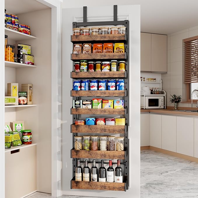 8-Tier Over The Door Pantry Organizer, Heavy-Duty Metal Wall Mount or Hanging