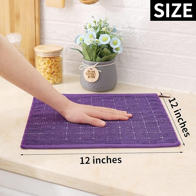 Homaxy 100% Cotton Terry Kitchen Dish Cloths, Ultra Soft and Absorbent Dish