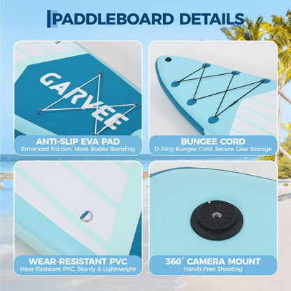 GarveeLife Inflatable Paddle Board,Stand Up Paddle Board with Premium SUP Paddleboard Accessories, Wide Stable Design, Non-Slip Comfort Deck for All Skill Level
