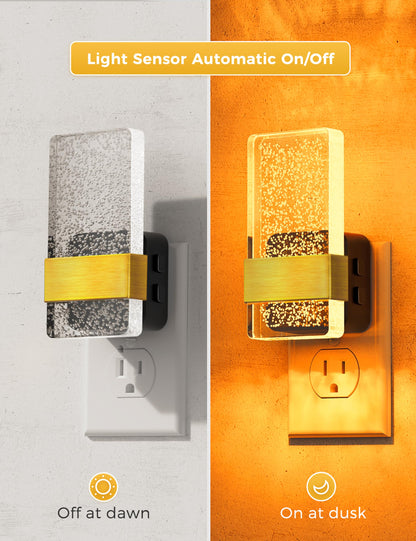 L LOHAS LED Night Lights Plug Into Wall, 2 Pack Plug in Night Light LED with Dusk to Dawn Sensor, 0-100LM Dimmable Nightlight, Wall Sconce-Style Design Nightlights for Bathroom, Hallway,Stairway,Gift