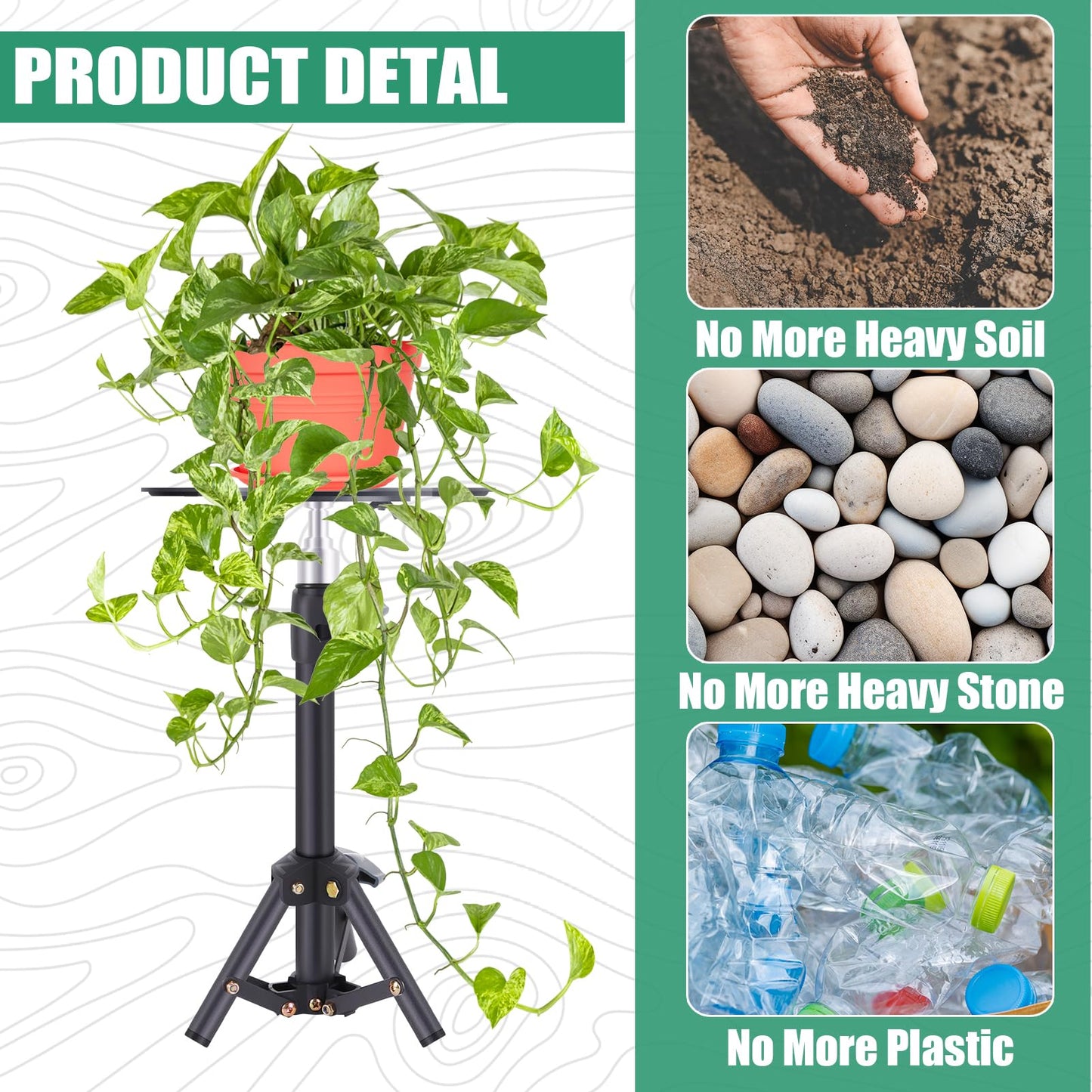 2PCS Adjustable Universal Plant Risers for Pots Inside, Pot Fillers for Planters, Planter Inserts for Large Pots,Planter Lift Insert for Tall Square Round Taper Planter with 14-22" Rise & 7.8-12.6"Top