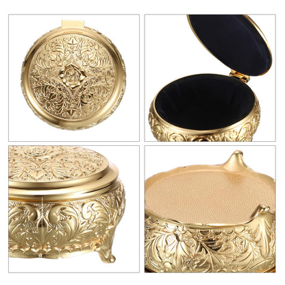 Hipiwe Vintage Metal Jewelry Box Different Shape- Small Antique Ring Earrings Necklace Storage Organizer Case Metal Treasure Chest Trinket Keepsake Gift Box