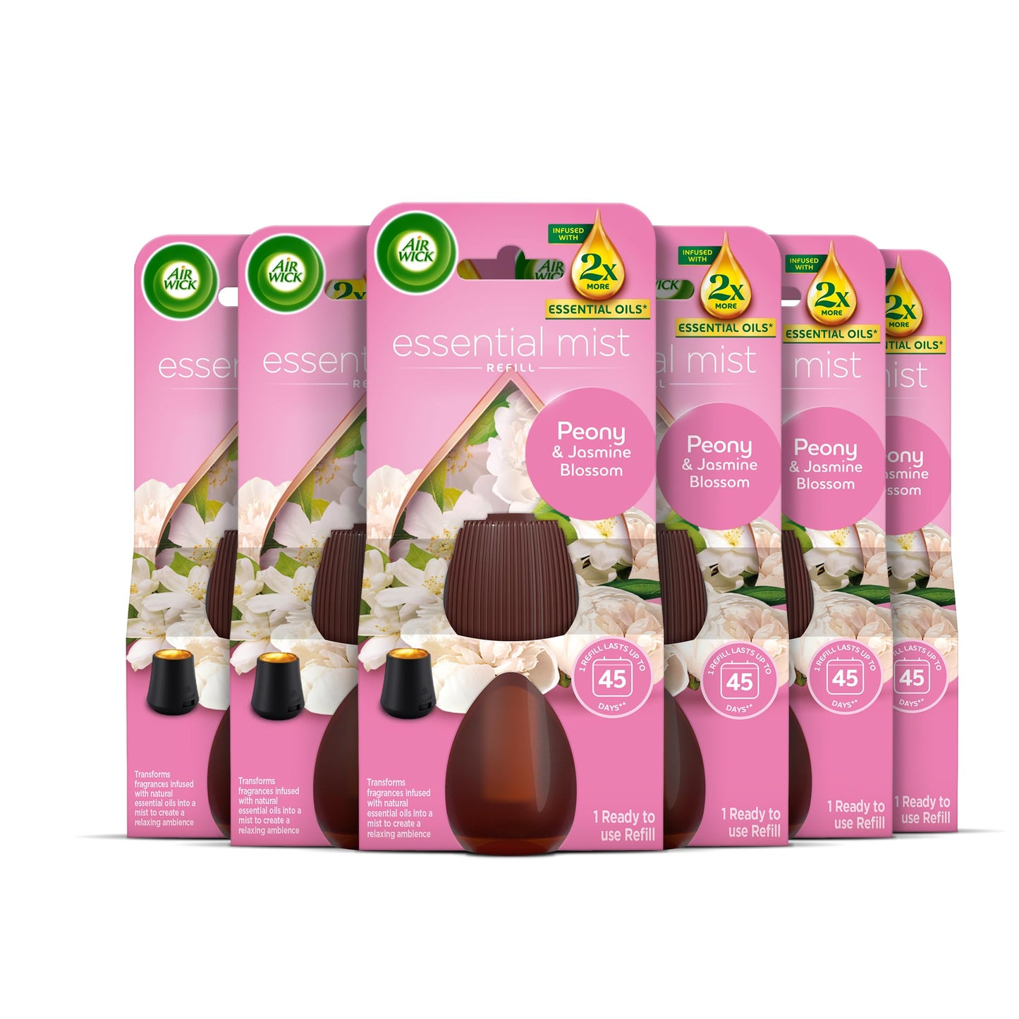 Air Wick Essential Mist Aroma Relaxing Peony and Jasmine Pack of 6 x 20ml