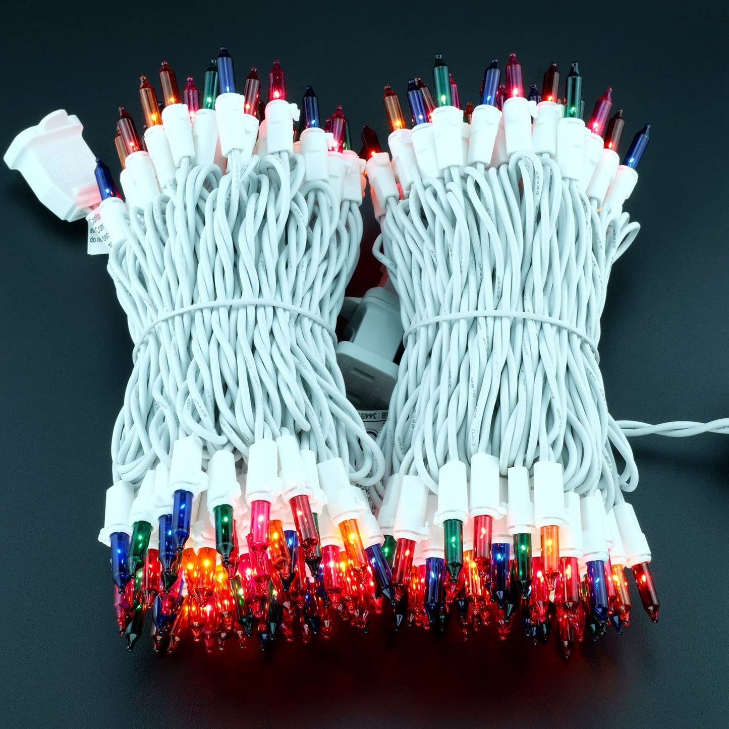 YULETIME 200 Multicolor Christmas String Light, 2-Set 33' 100 ct White Wire