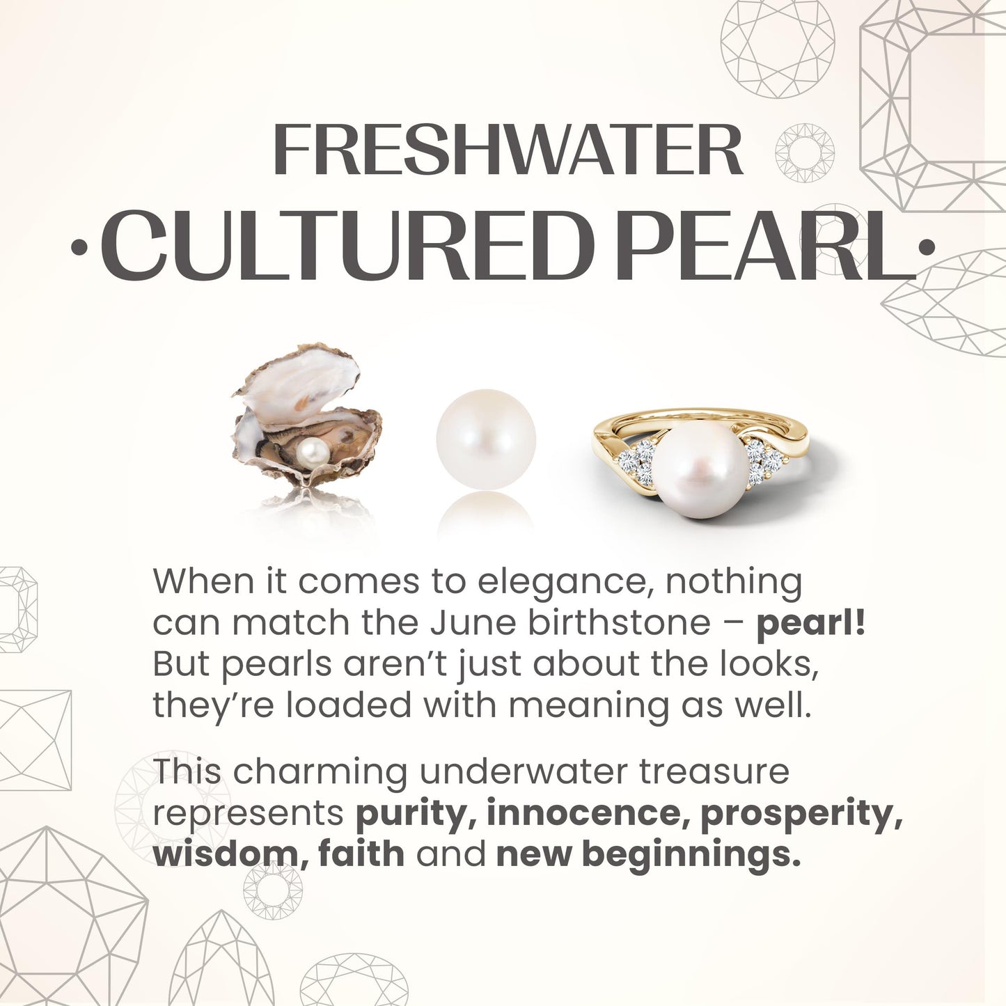 Angara Freshwater Pearl Solitaire Pendant for Women | 10mm Round Freshwater Cultured Pearl Diamond Solitaire Pendant Necklace in Rose Gold | June Birthday, Anniversary, Gemstone Jewelry Gift | AA