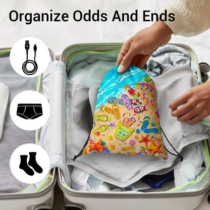 GAIIIIYOU Gymnastics Grip Bag Colorful Flip Flop Coastal Pouch String Bag for Travel