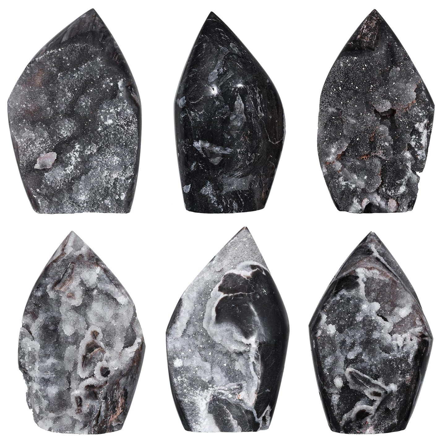 TUMBEELLUWA Sphalerite Geode Cluster Crystal Obelisk Tower for Shelf Desk Decor, Flame Shaped Crystals and Healing Stones Diffusers for Essential Oils, 0.66-0.88 LBS