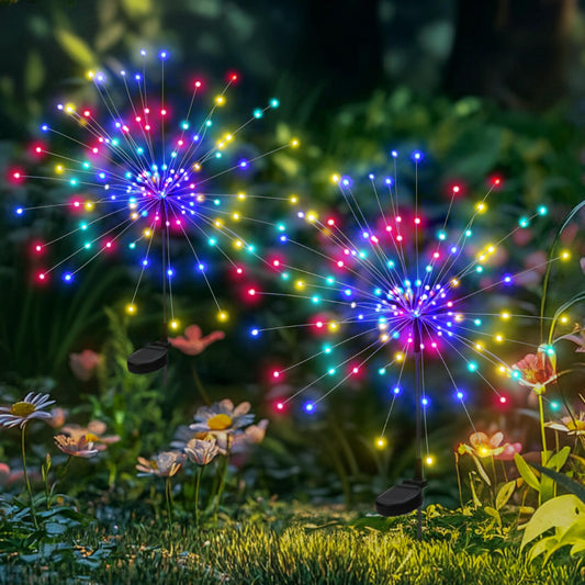 PEVOROS Garden Decor Solar Lights Outdoor,2Pack 120LED Waterproof Colorful Solar Garden Lights 4th of July Outdoor Decoration,Yard, Patio, Porch,Flower Pot,Pathway,Christmas