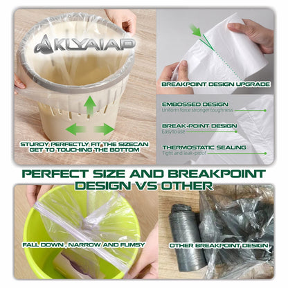 220 Counts Aklyaiap 4 Gallon Trash Bag,Tear & Leak Resistant Bathroom Biodegradable Small Garbage Can Bags Unscented for Home & Kitchen, 5Rolls, White