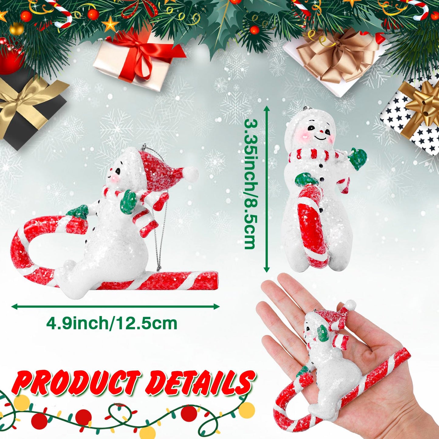 EnrichFun 2025 Figurines Christmas Decorations Resin Décor for Tree Hanging Ornament, Holiday Winter Indoor Home Table Decor Xmas Gifts, Snowman, 4.9 in