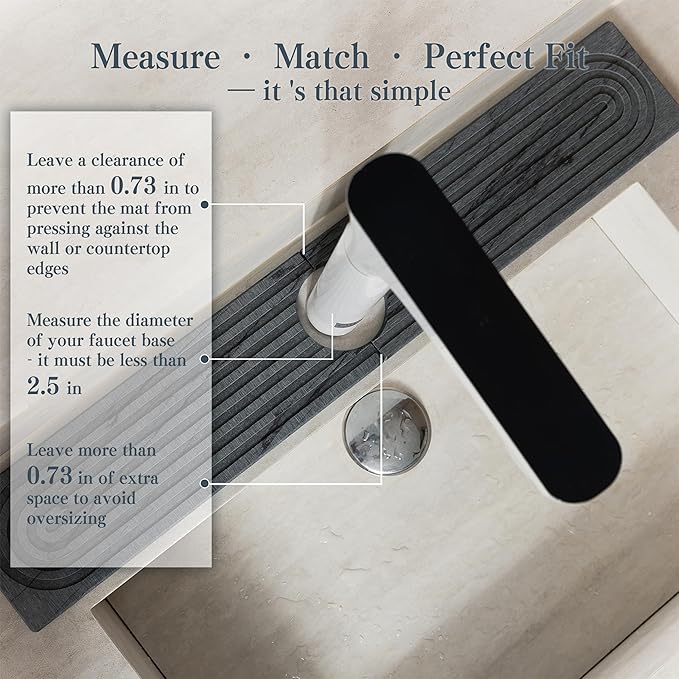 Stone Faucet Mat for Kitchen Sink, Quick Drying Mats, Water Absorbing Guard &