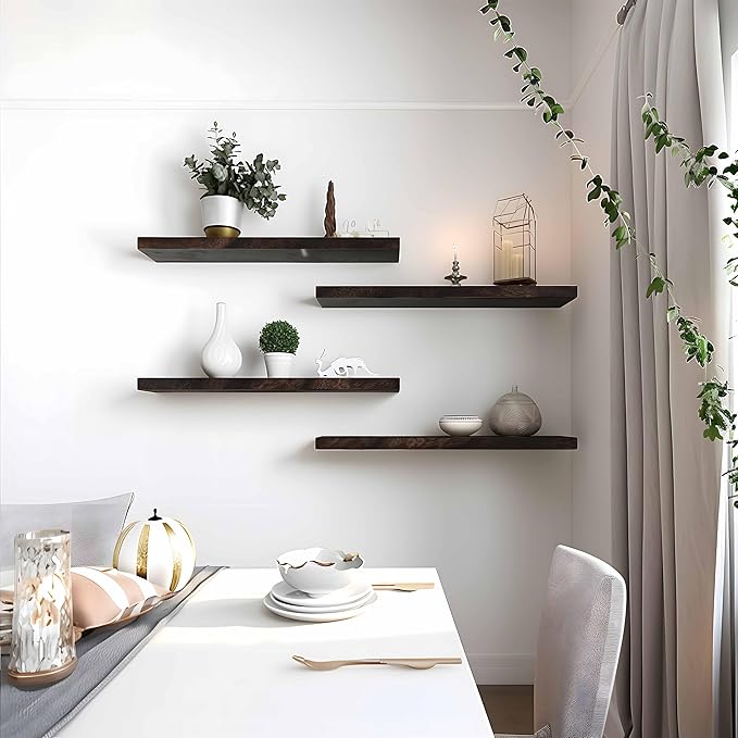 YYWUOJJ Wood Floating Shelves for Wall Decor, Rustic Wall Shelves for Bedroom