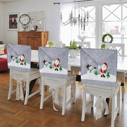 Phedrew 6Pcs Christmas Chair Covers Xmas Dining Chair Slipcovers Santa Hat Chair Back Covers for Christmas Banquet Holiday Festival Decor