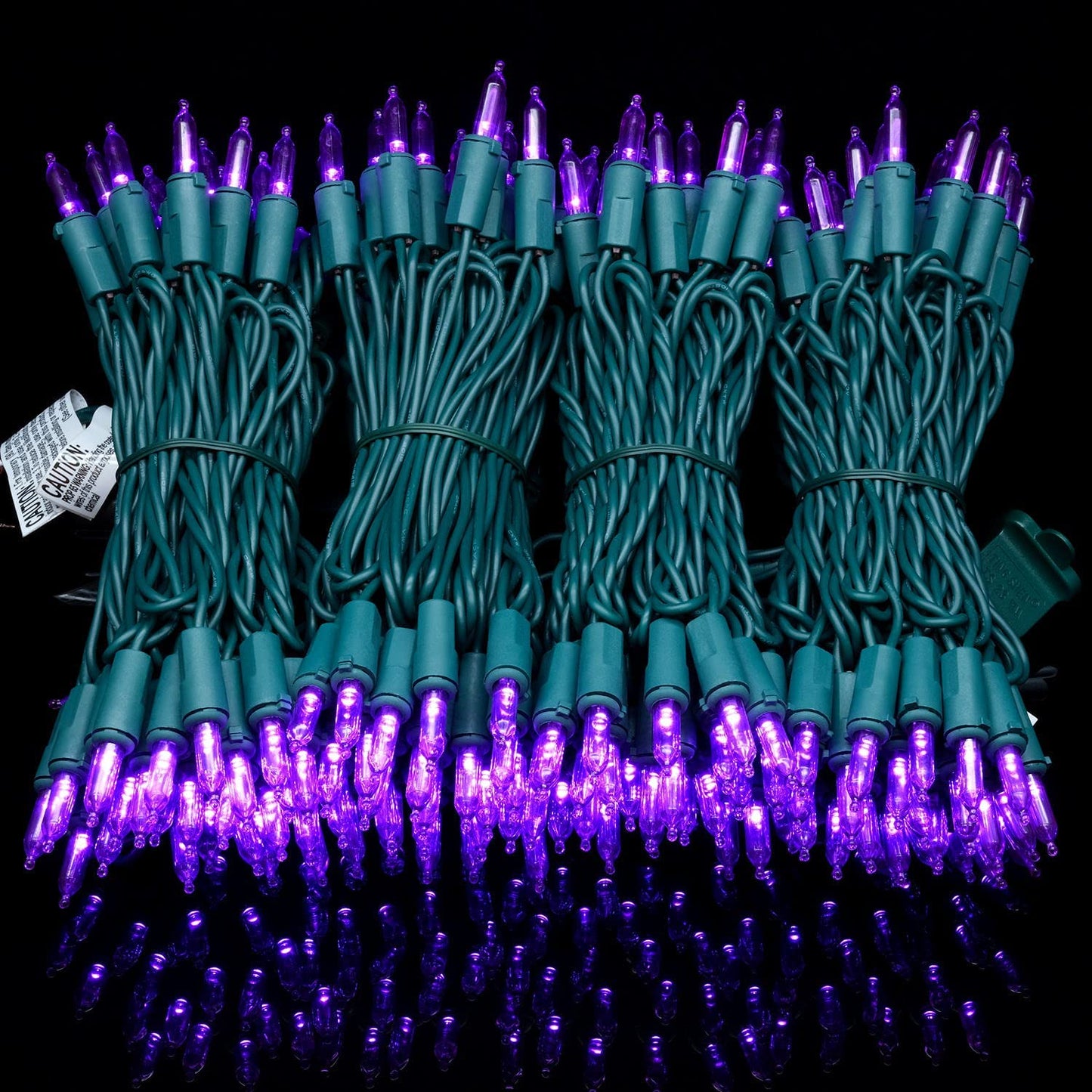 YULETIME 200 Purple LED Christmas Lights, 66 ft Green Wire UL String Light