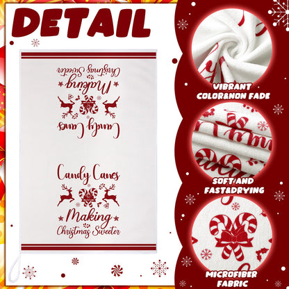 Breling 6 Pcs Christmas Kitchen Towels Red White Candy Tea Dishtowel 23.62 x 15.75 Inch Decorative Peppermint Candy Cane Hand Towel for Holiday Winter Home Kitchen Bathroom Decor Housewarming Gift