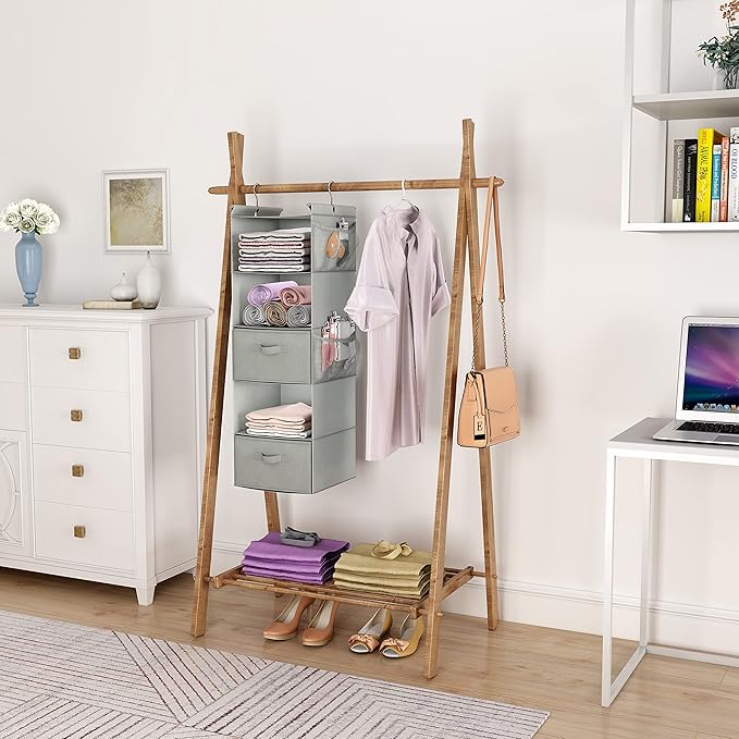 MAX Houser 5 Tier Shelf Hanging Closet Organizer, Cloth Hanging Shelf