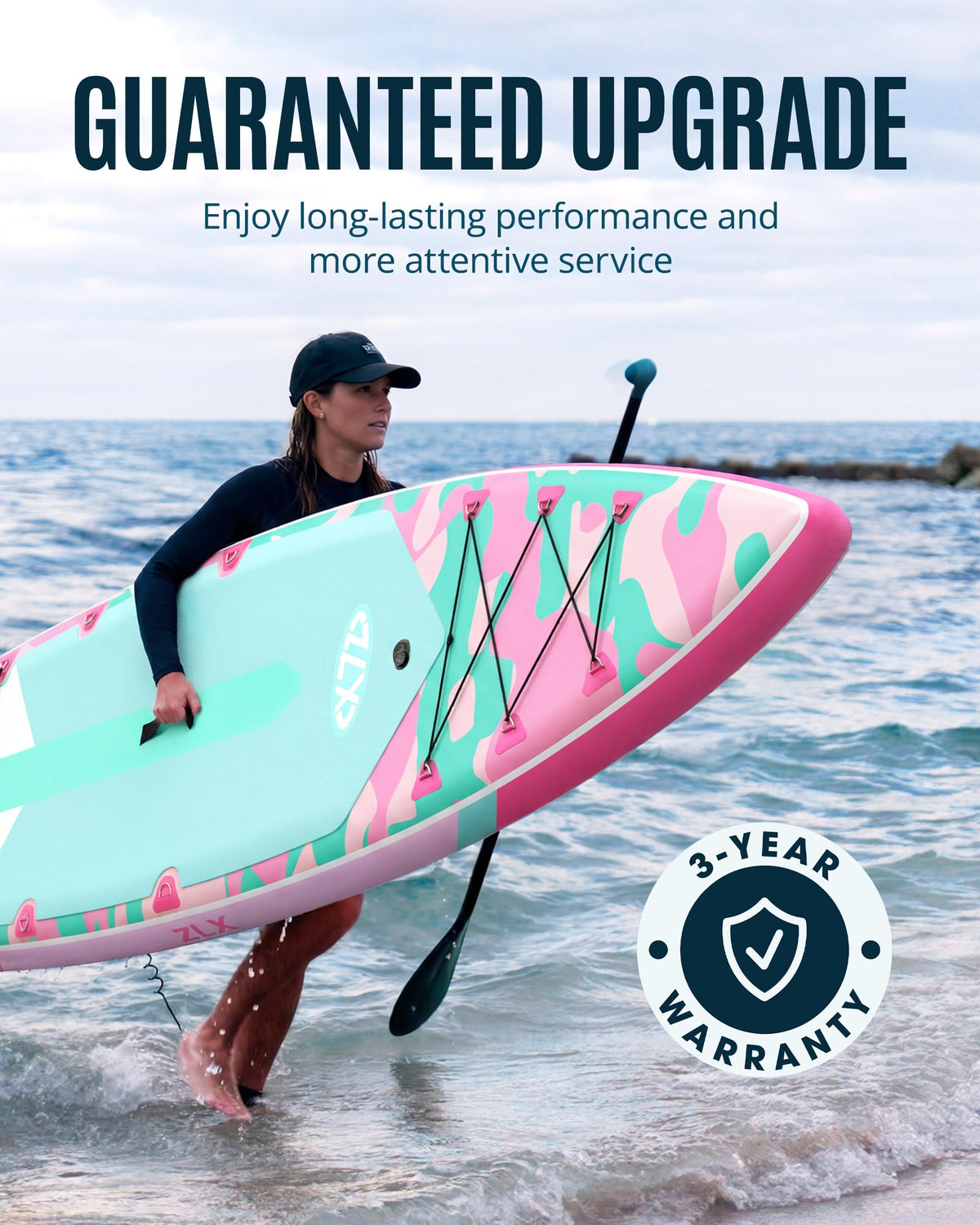 ZLX 11'6" Extra Wide Inflatable Paddle Board, Touring Stand Up Paddleboard, Fast-Tracking SUP for Long-Distance, Stable Center Fin, Portable Backpack & Accessories for Adults, 500lb/3 People/Family