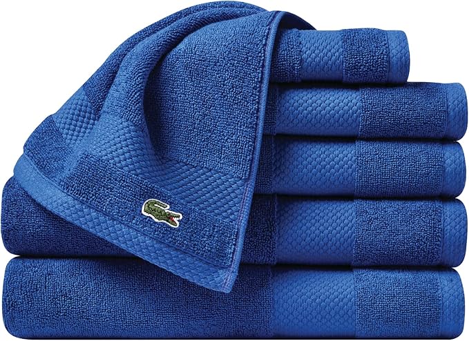 Lacoste Heritage Supima Cotton 6-Piece Towel Set, 2 Bath Towels, 2 Hand Towels