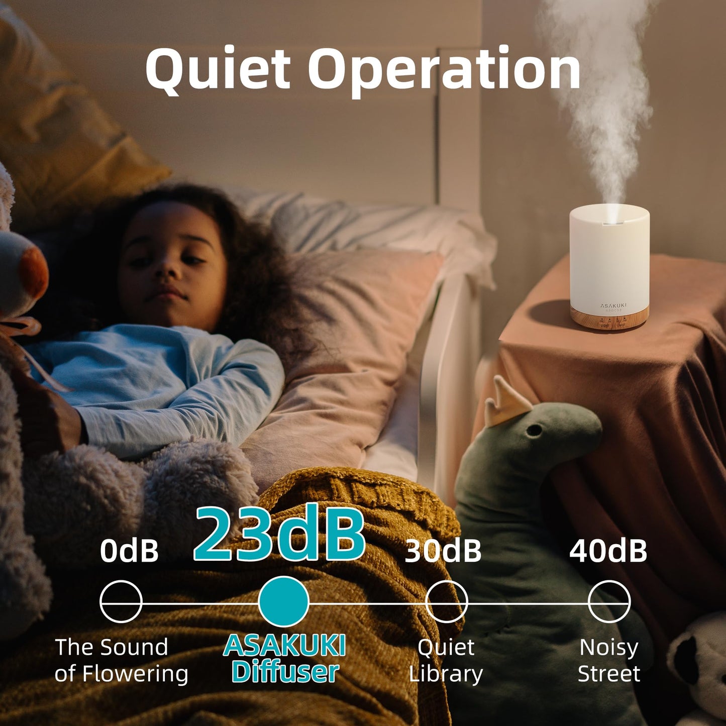 ASAKUKI 300ML Essential Oil Diffuser, Quiet 5-in-1 Premium Humidifier, Home Fragrance Aroma Diffuser with 7 LED Color Changing Light and Auto-Off Switch -Light Brown