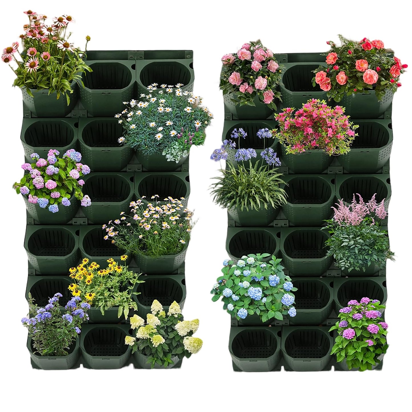 FiueStur Self Watering Wall Mounted Vertical Planter, 36 Pots Vertical Wall Planter Self-Watering System for Indoor Outdoor Garden, Modular Vertical Planter with Drainage Holes