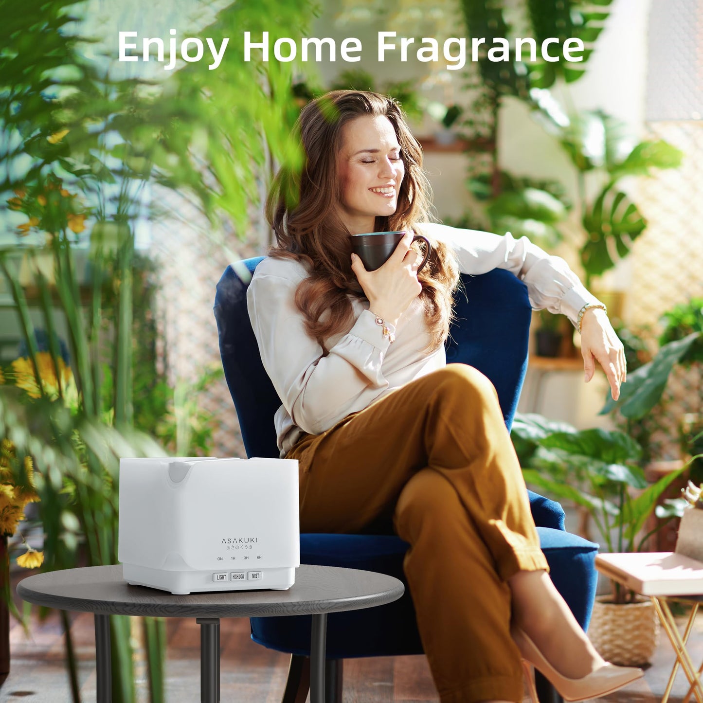 ASAKUKI 700 ml Premium Essential Oil Diffuser, 5 in 1 Ultrasonic Aromatherapy Fragrant Oil Vaporizer Humidifier, Timer and Auto-Off Safety Switch, 7 LED Light Colors