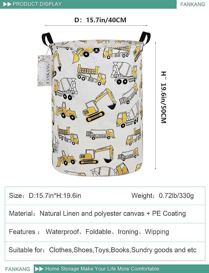 FANKANG Storage Basket, Nursery Hamper Canvas Laundry Basket Foldable