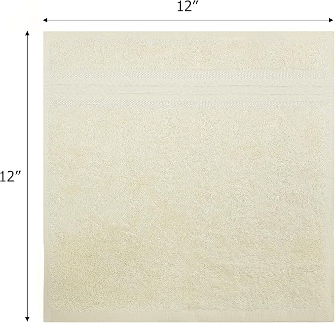 Cotton Craft Ultra Soft 12 Pack Wash Cloths 12x12 Ivory Weighs 2 Ounces Each