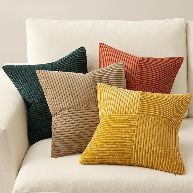 MIULEE Green Rust Throw Pillow Covers 18x18 Inch Set of 4 Boho Farmhouse Soft
