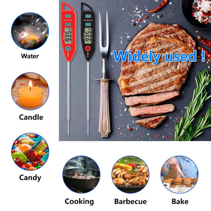 BOMATA 2 Pack Waterproof IPX7 Meat Thermometer Instant Read Food Thermometer with Long Probe for Water, Liquid, Kitchen Cooking, Grill,BBQ ! T101 X 2 Pcs (Black & Red)…