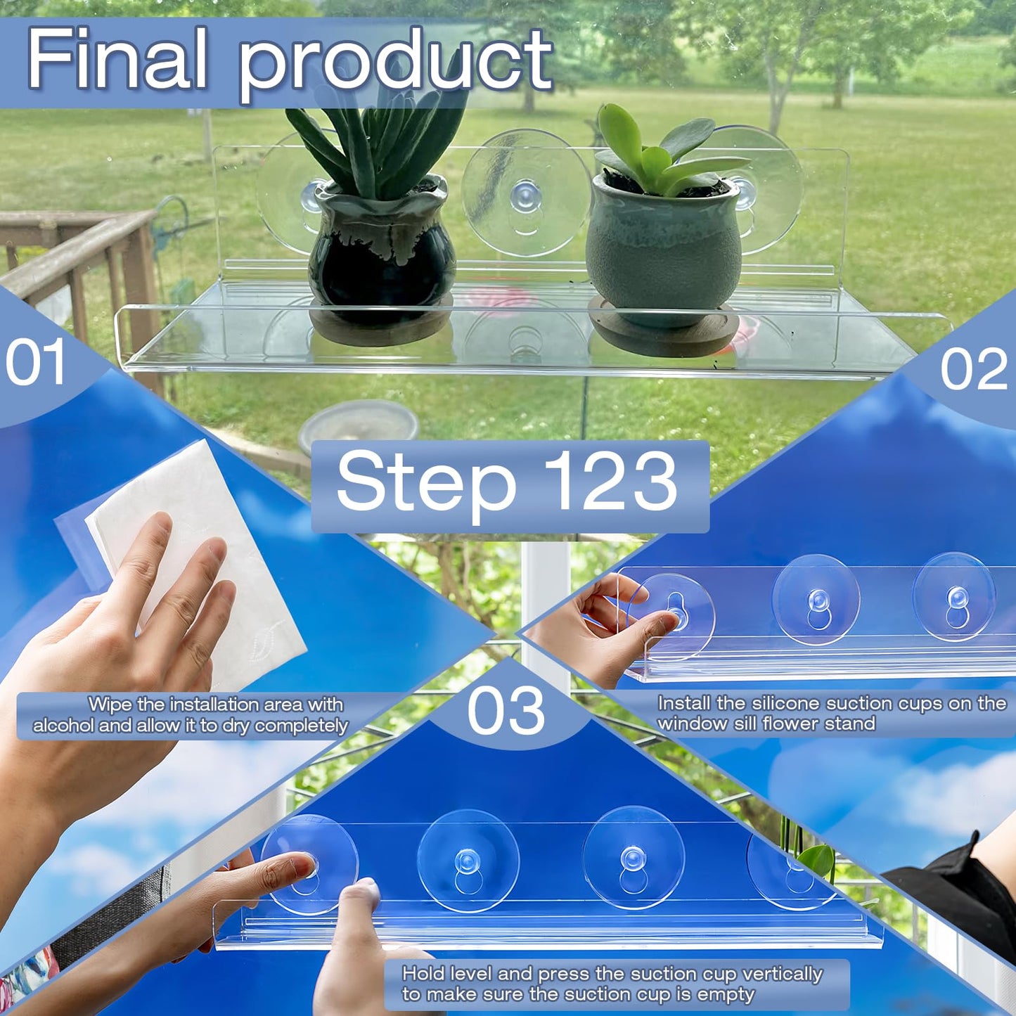 Skewo 2 Pack 12 Inch Acrylic Window Boxes Plant Shelves, with Suction Cup Window Sill Extender, for Indoor/Outdoor Succulents, Micro Greens, Seed Starter Pots, Herb Planters