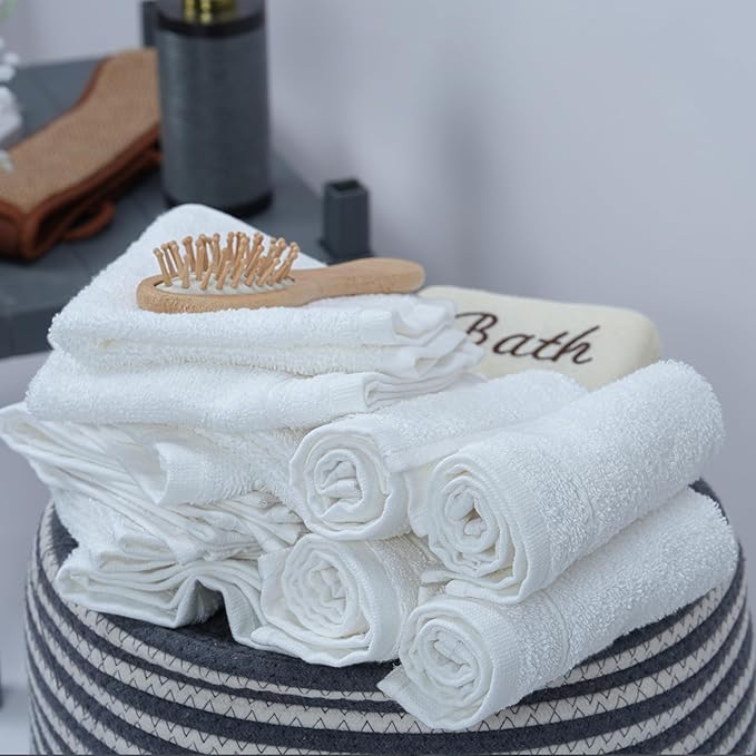 Tens Towels Pack of 60 Washcloths, 12 x 12 Inches, Lighter Weight, Quick to Dry
