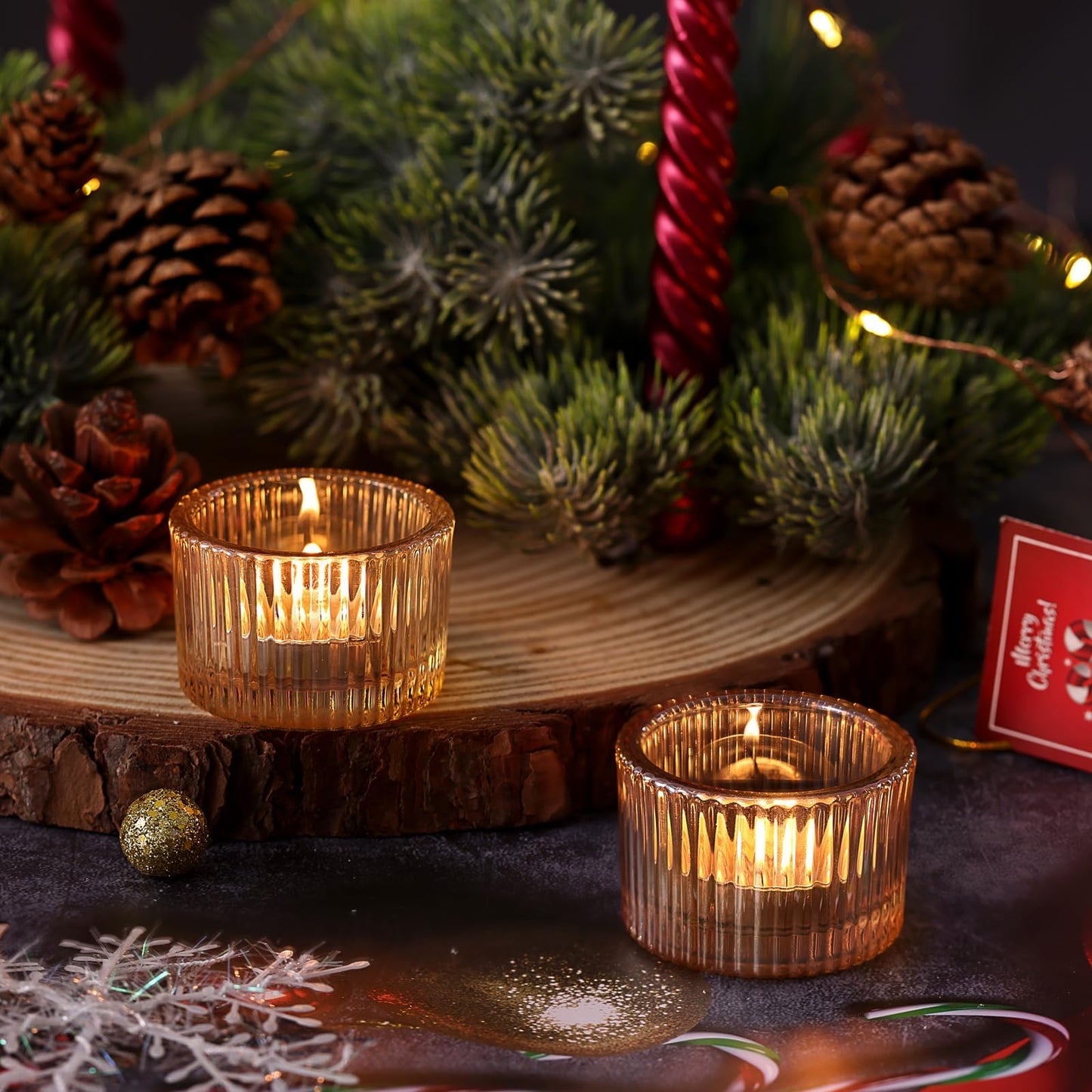 HAVITI 24 Pack Tealight Gold Candle Holders, Votive Tea Light Candle Holder Glass for Gold Centerpieces Fall Wedding Table Decor, Party Supplies, Home Decor