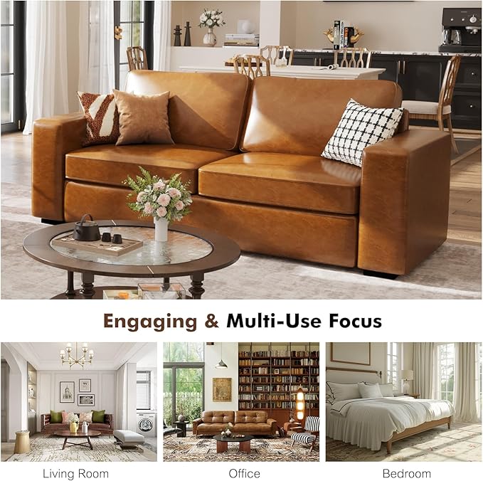 ABCASA Loveseat Set of 2, Living Room Furniture Set, Oversized Faxu Leather Sofa