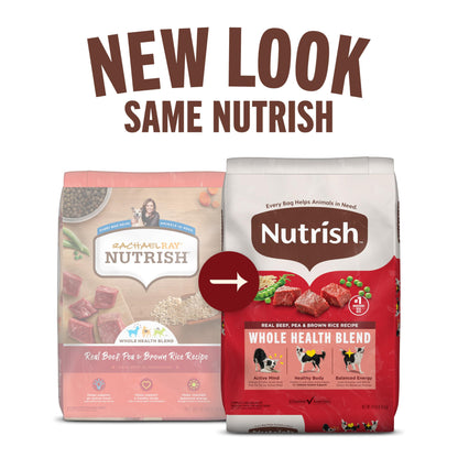 Nutrish Dry Dog Food, Real Beef, Pea & Brown Rice Recipe Whole Health Blend for Adult Dogs, 40 lb. Bag, Packaging May Vary (Rachael Ray)