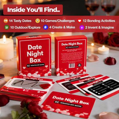 Date Night Box: 52 Fun & Romantic Scratch-Off Date Night Ideas Valentine's Day Gifts for Him, Her, Men, Women, Husband, Wife, Boyfriend, Girlfriend, Couples
